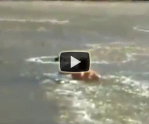 Uomo si tuffa nel fiume ghiacciato per salvare il suo cane
