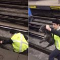 Il conducente ferma il suo treno per salvare un cane sui binari