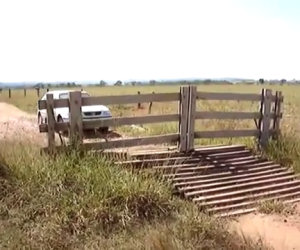 Sembra un normale cancello di legno, ma quando l'auto si avvicina...