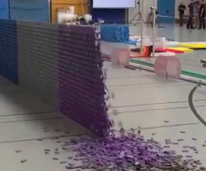 128 mila tessere del domino creano uno spettacolo da record